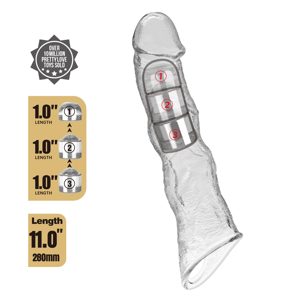 Funda extensora para el pene - 28 cm - Transparente