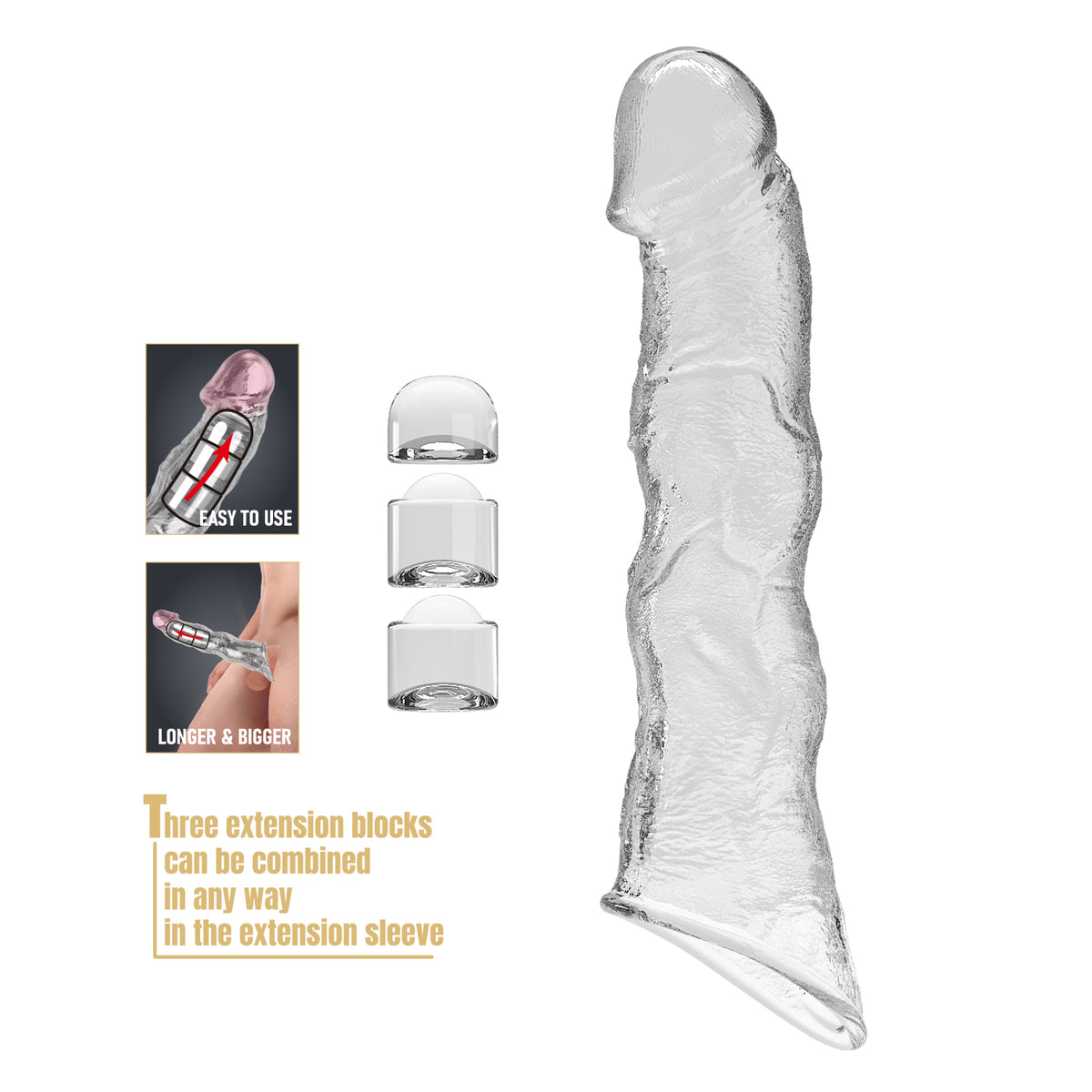 Funda extensora para el pene - 28 cm - Transparente